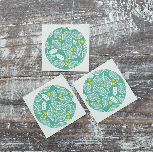 Beech Leaves and Berries 38mm Vinyl Sticker