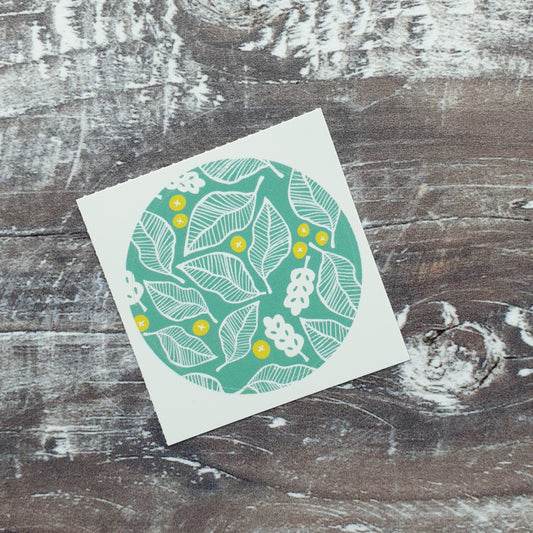 Beech Leaves and Berries 38mm Vinyl Sticker