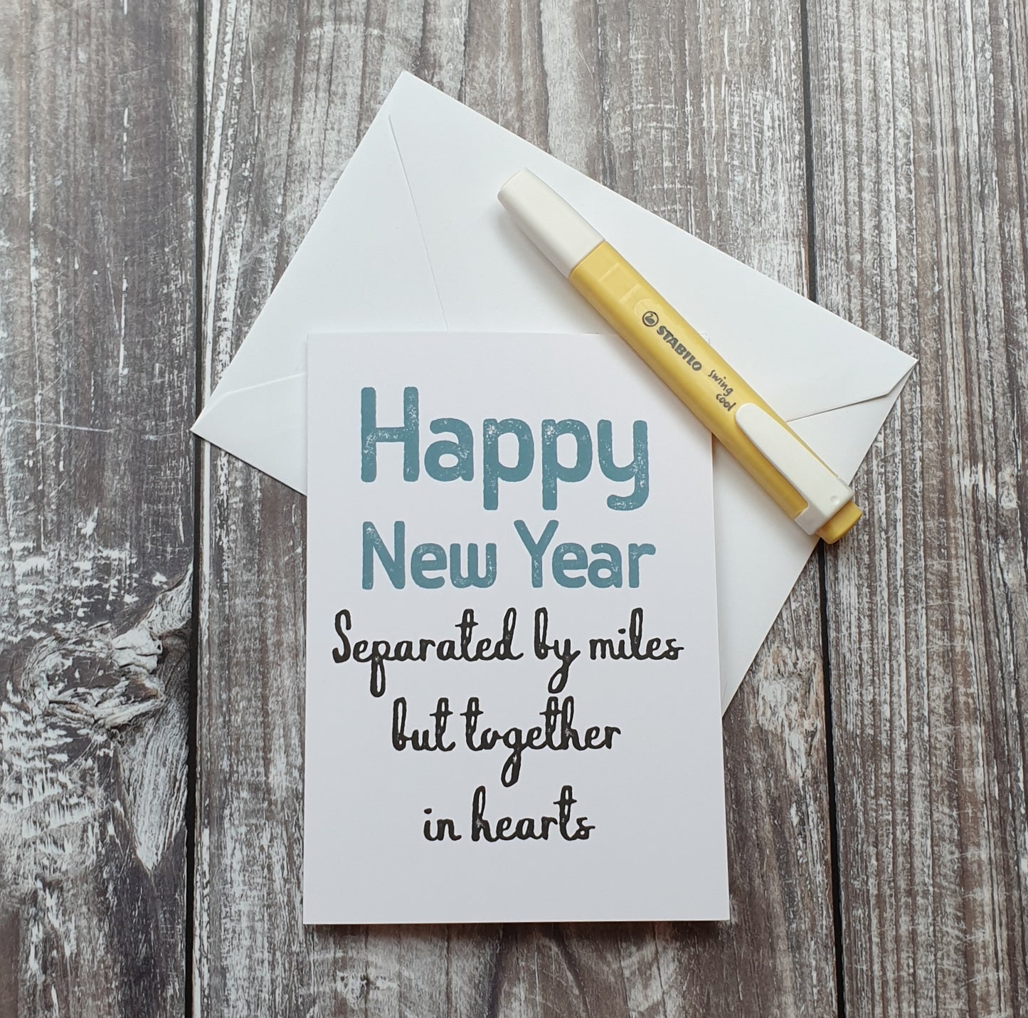 Separated by Miles, Together in Hearts New Year Card