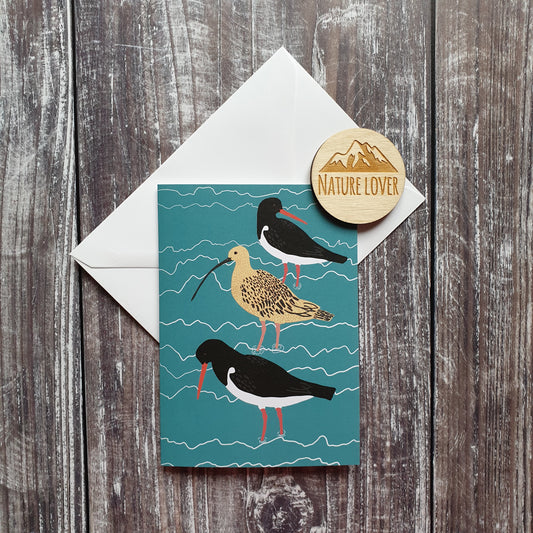 Curlew and Oystercatcher Greeting Card