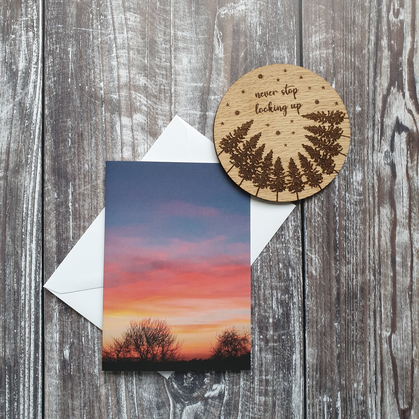 Sunset Through The Trees Photographic Greeting Card