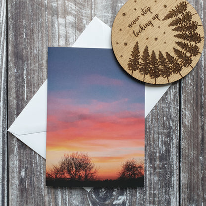 Sunset Through The Trees Photographic Greeting Card
