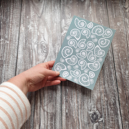 Ammonite - Pale Blue Art Print