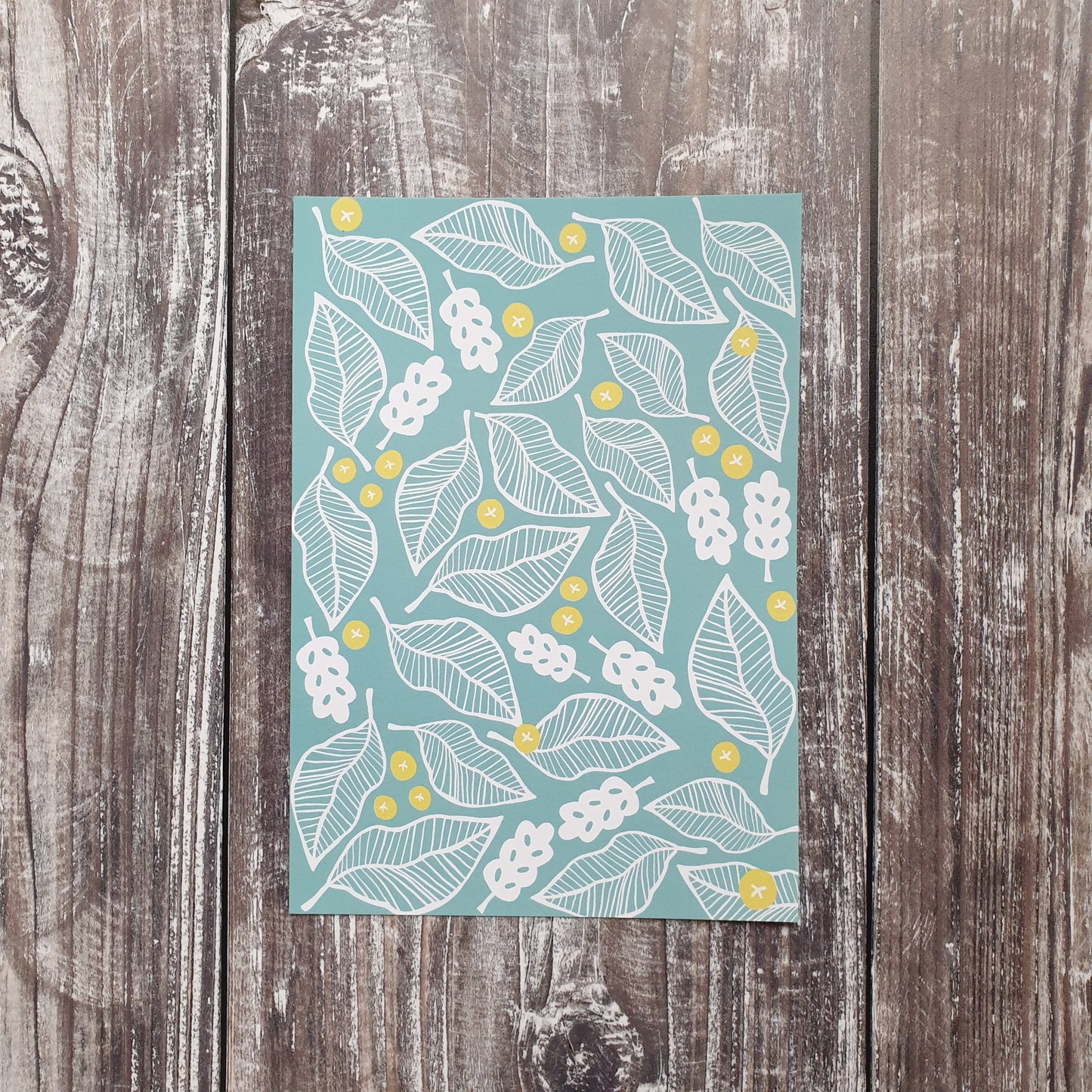 Beech Leaves - Blue Art Print