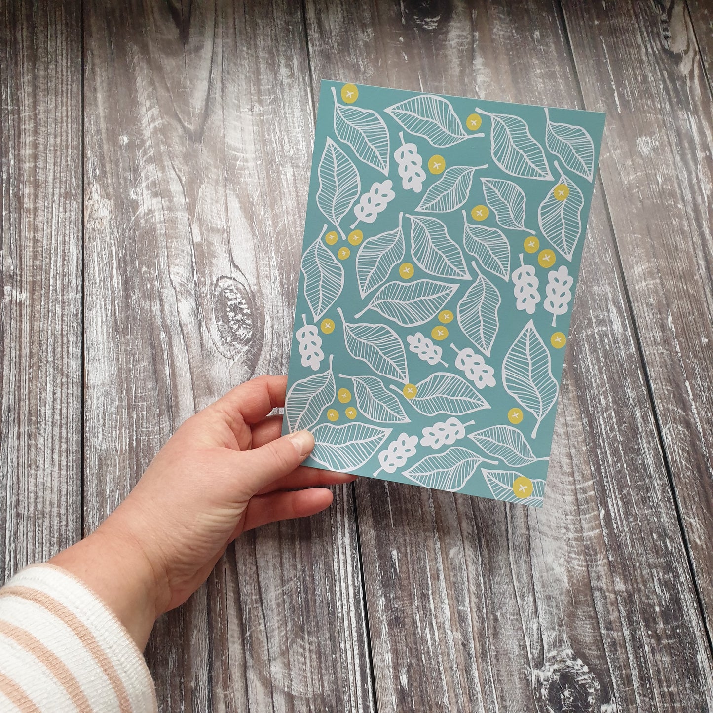 Beech Leaves - Blue Art Print