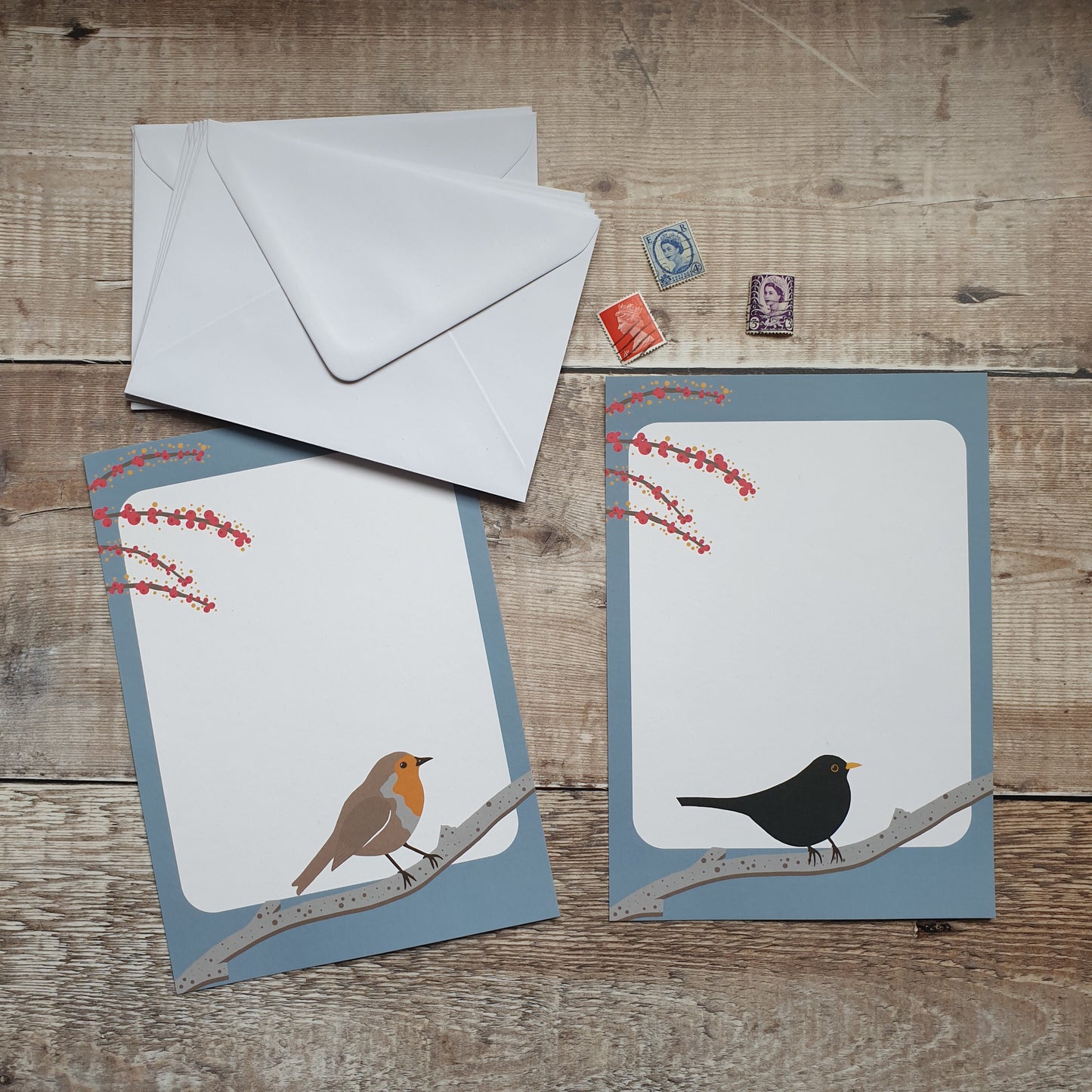 Blackbird and Robin A5 Writing Paper Set