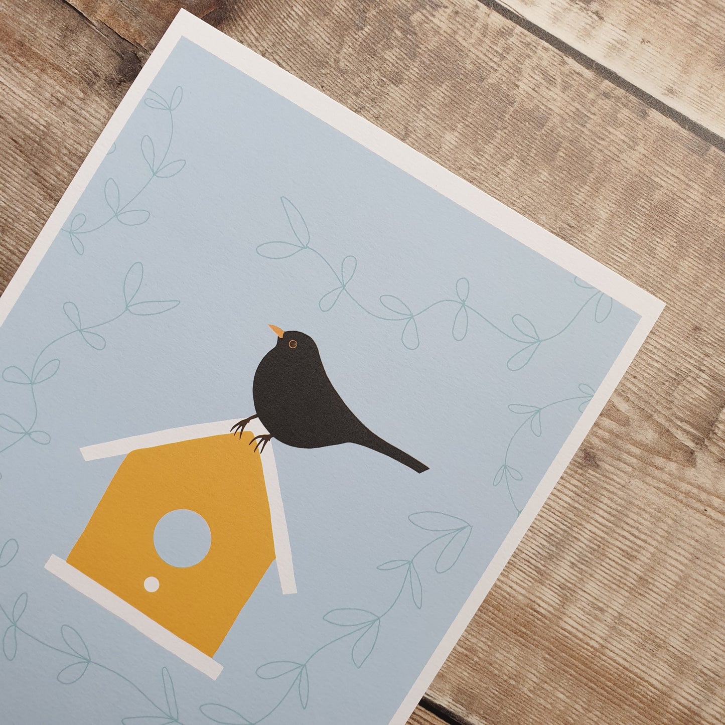 Blackbird and Birdbox Art Print