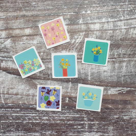 Spring Flowers Envelope Sticker Set - 6 stickers