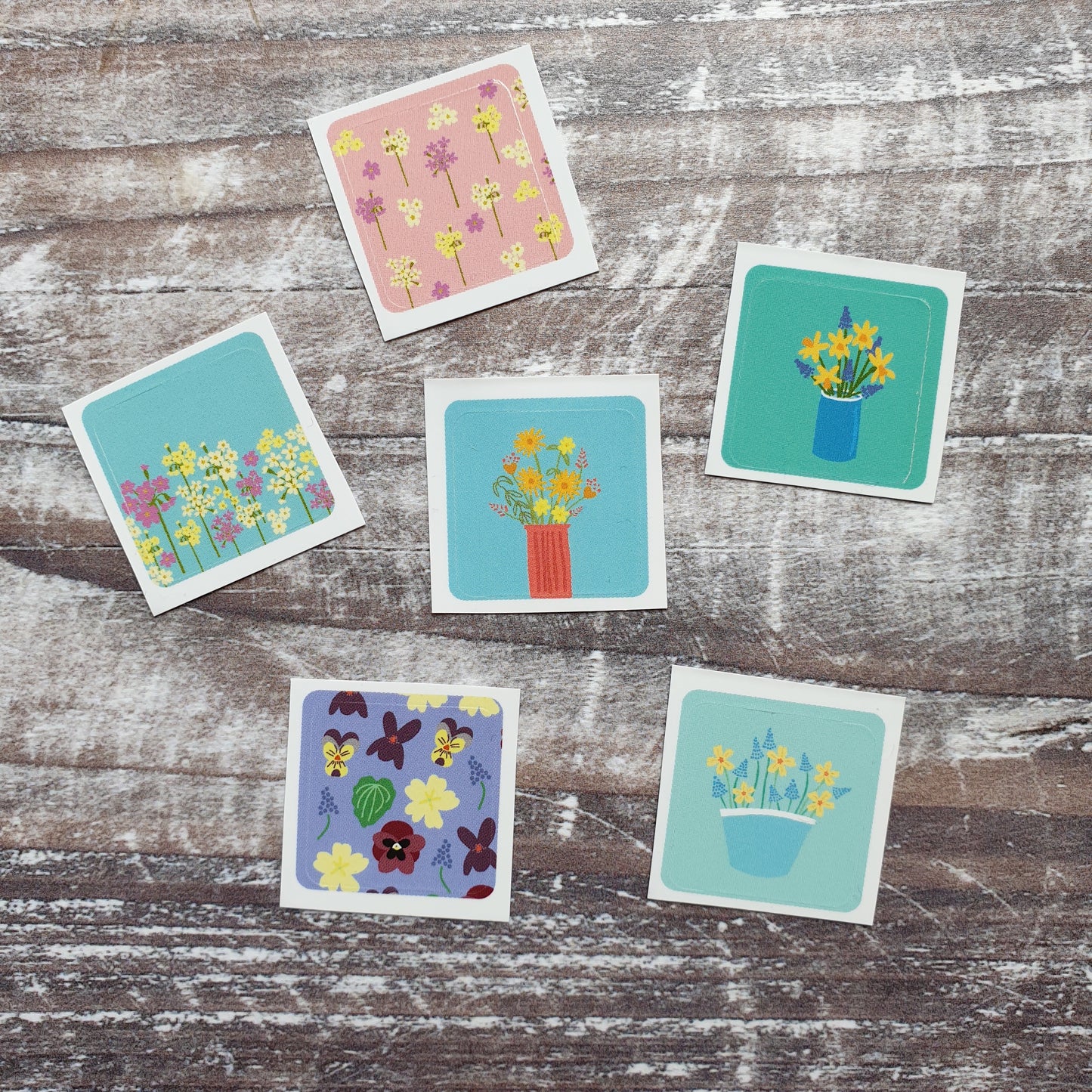 Spring Flowers Envelope Sticker Set - 6 stickers