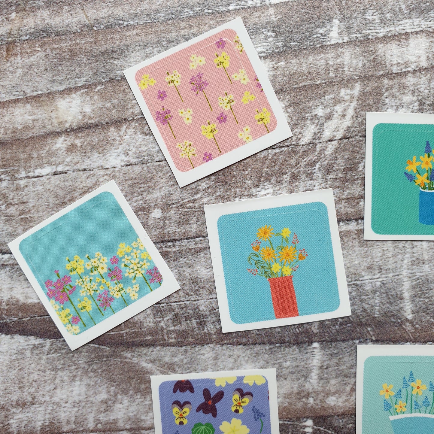 Spring Flowers Envelope Sticker Set - 6 stickers