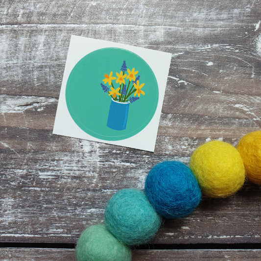 Spring Flower Vase 38mm Vinyl Sticker