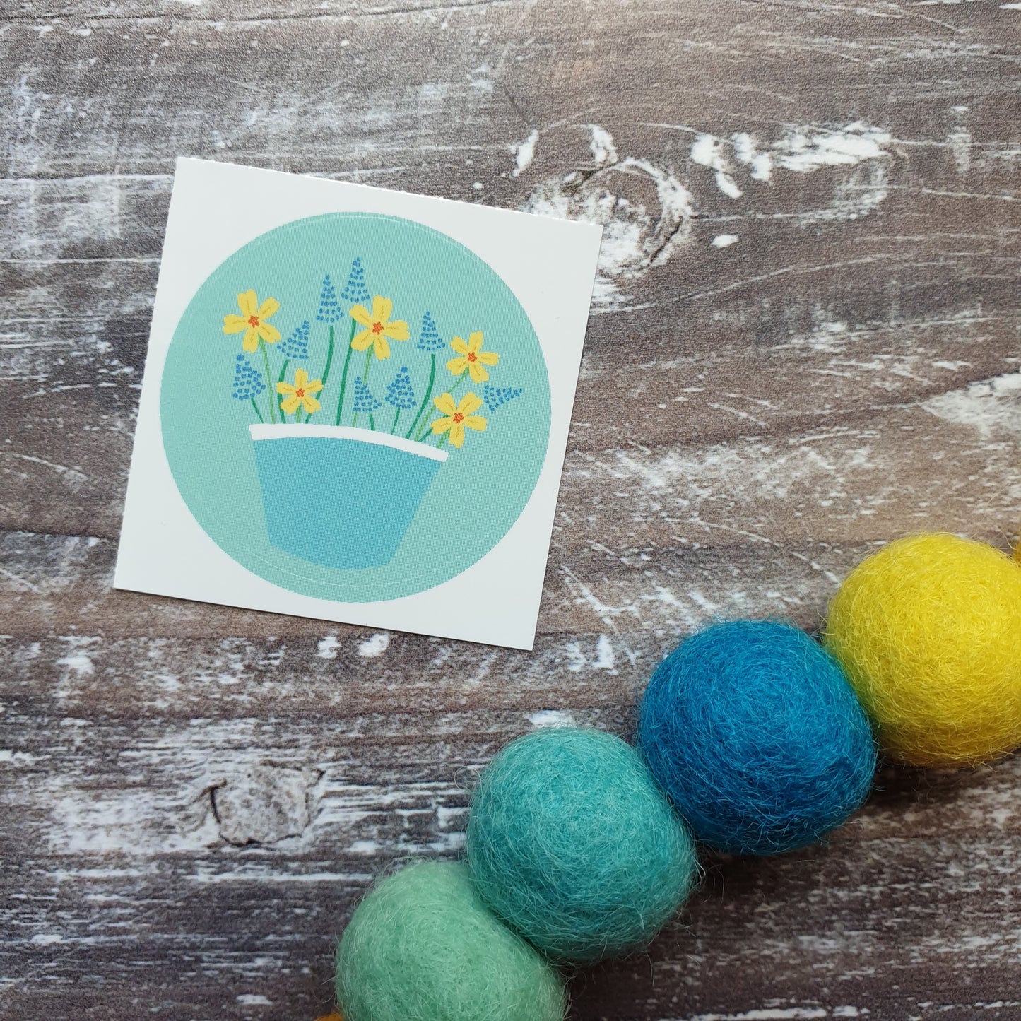 Spring Flower Basket 38mm Vinyl Sticker