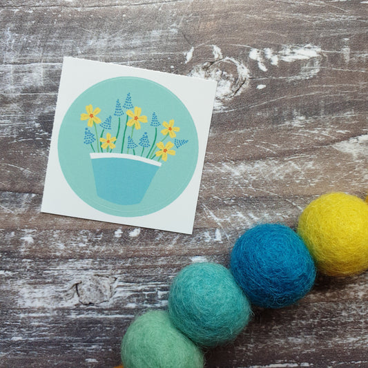 Spring Flower Basket 38mm Vinyl Sticker