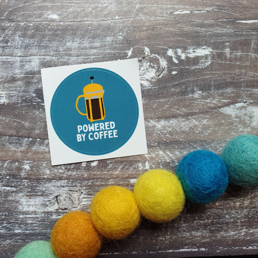 Powered by Coffee 38mm Vinyl Sticker