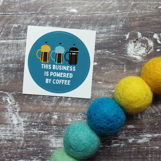 This business is powered by coffee 38mm Vinyl Sticker