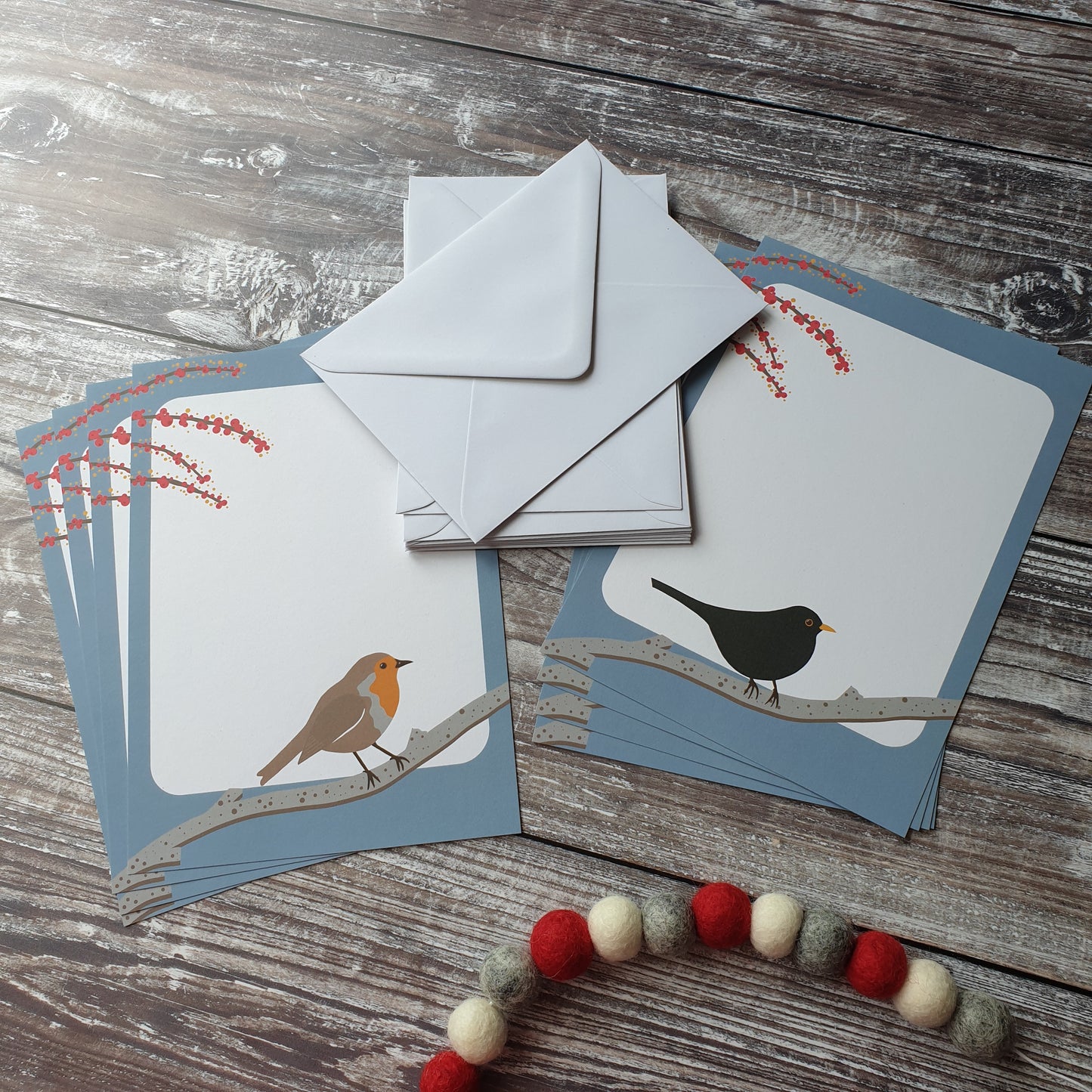 Blackbird and Robin A5 Writing Paper Set