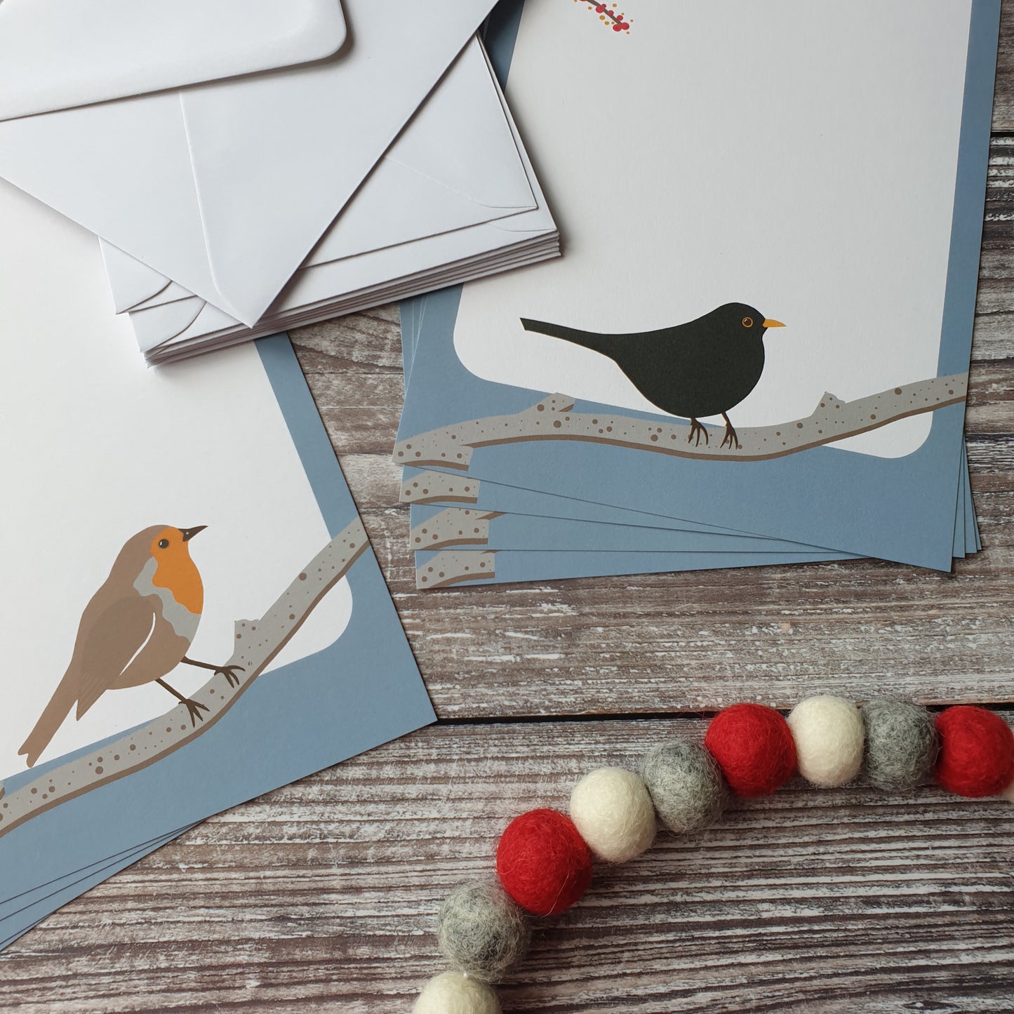 Blackbird and Robin A5 Writing Paper Set
