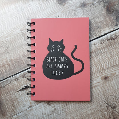 Black Cats are Always Lucky - Pink A6 Notebooks