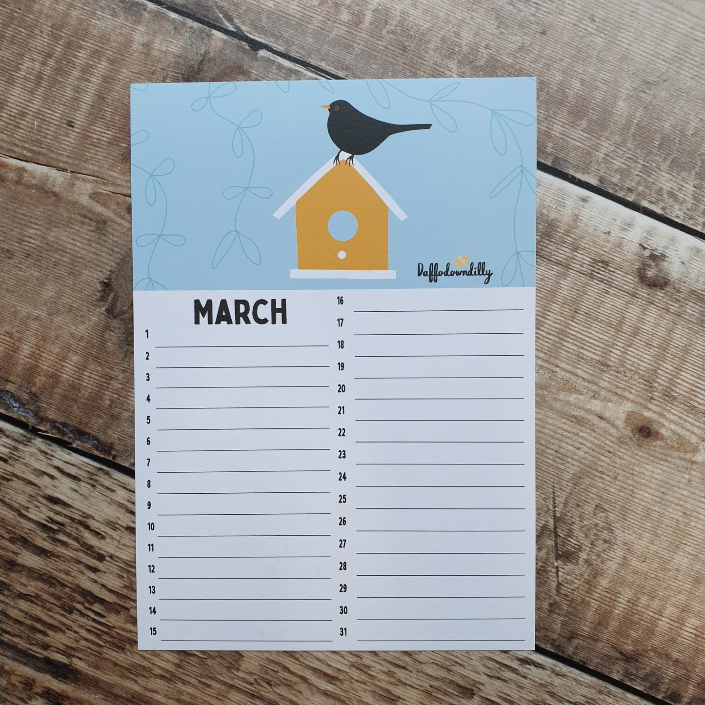 Birthday A5 Calendar Sheets