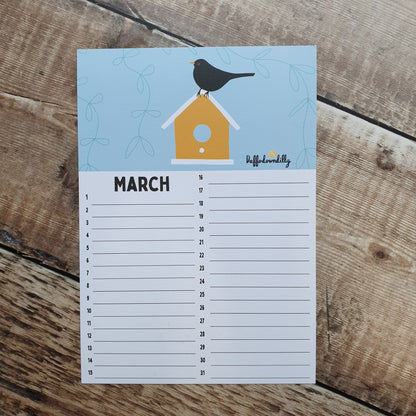 Birthday A5 Calendar Sheets