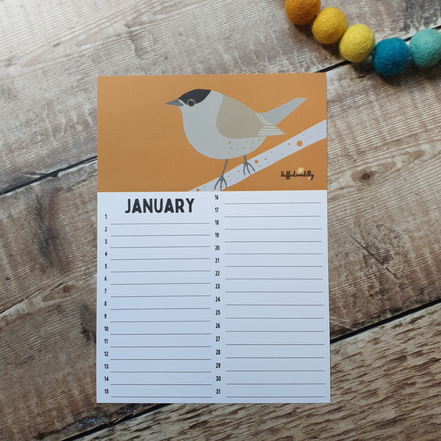 Birthday A5 Calendar Sheets