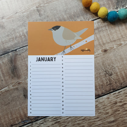 Birthday A5 Calendar Sheets