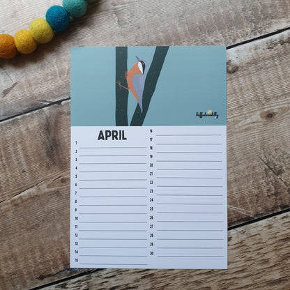 Birthday A5 Calendar Sheets