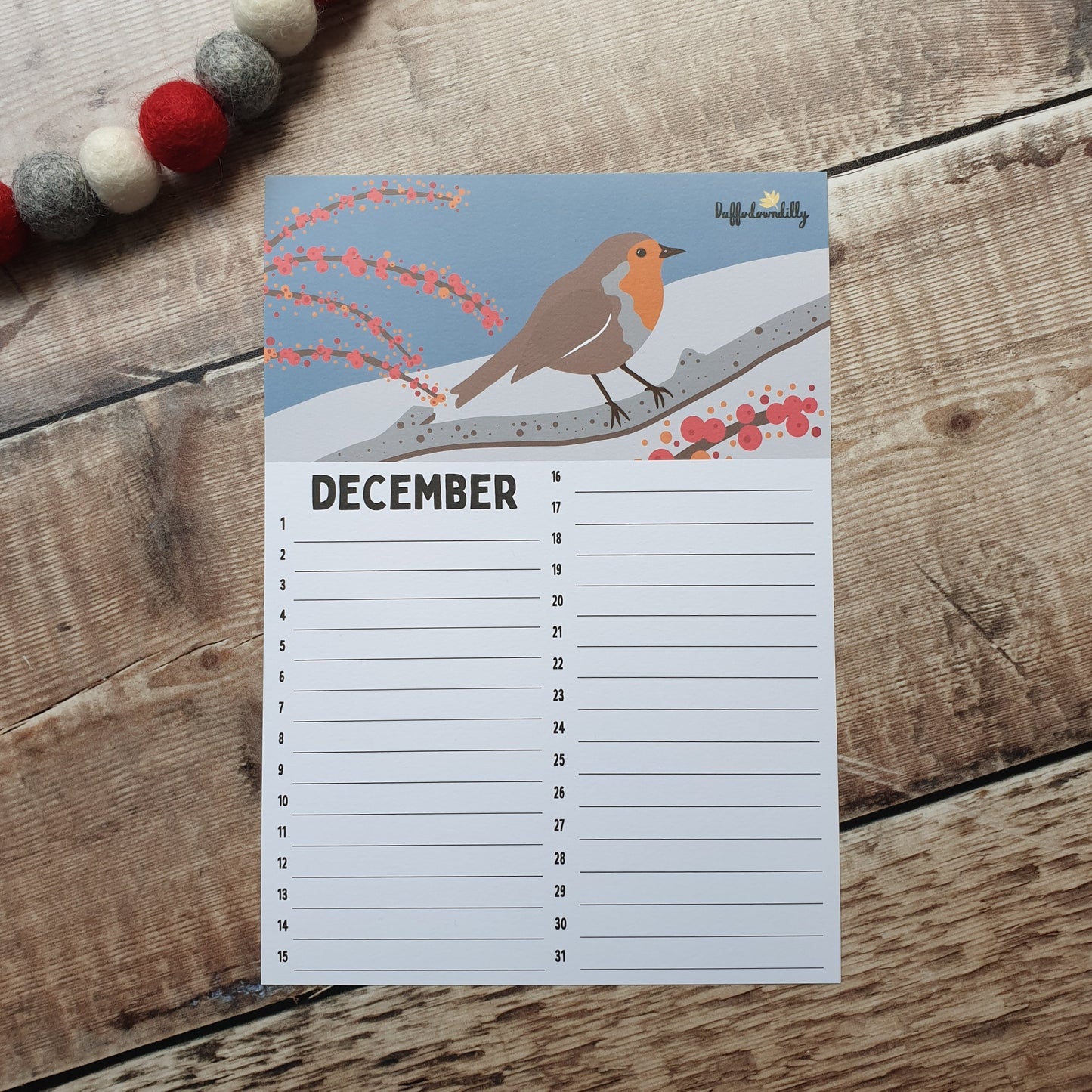 Birthday A5 Calendar Sheets