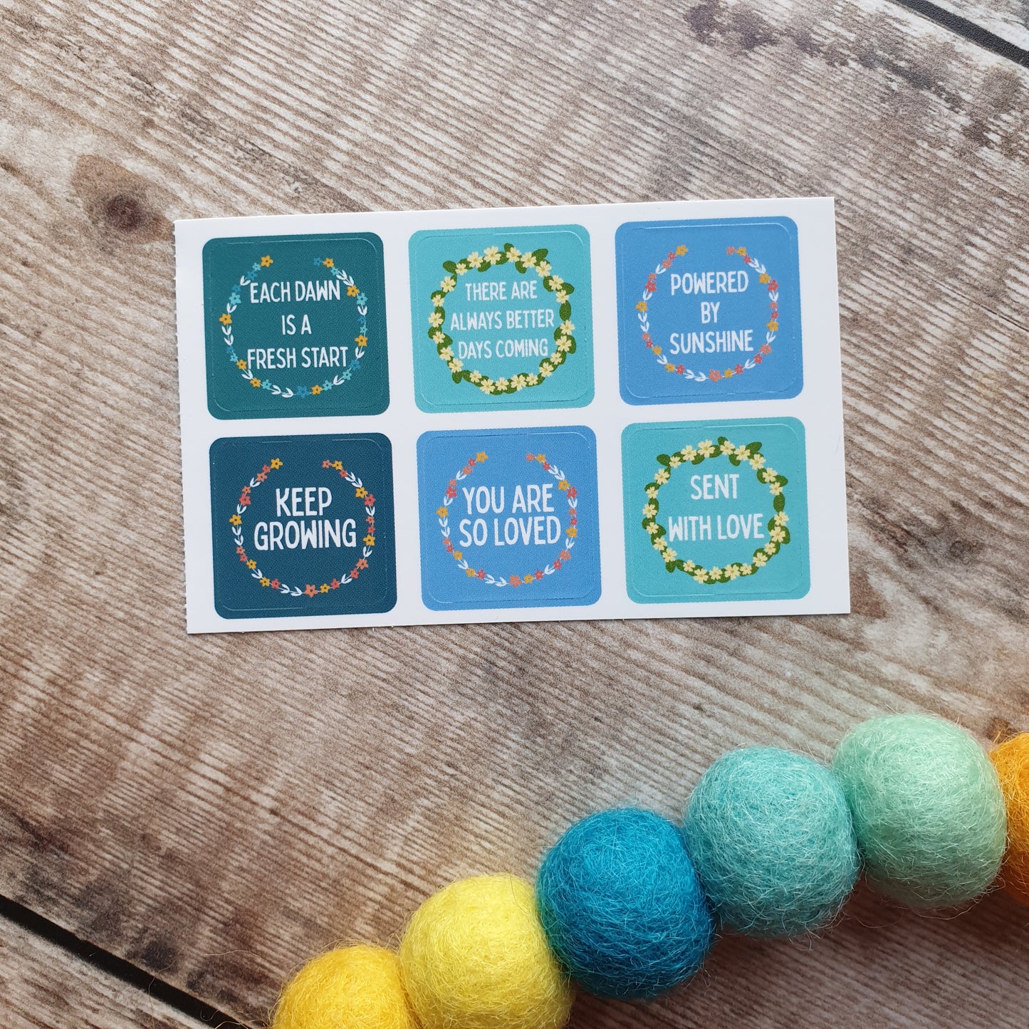Floral Positive Reminders Envelope Stickers - Set of 6