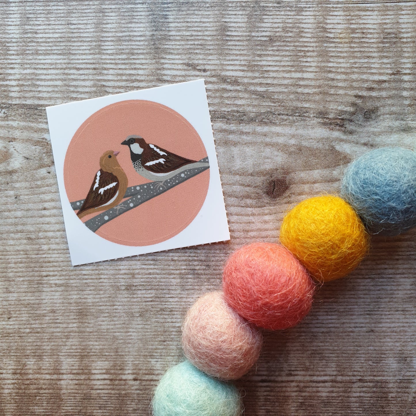 Sparrows - Coral Pink 38mm Vinyl Sticker