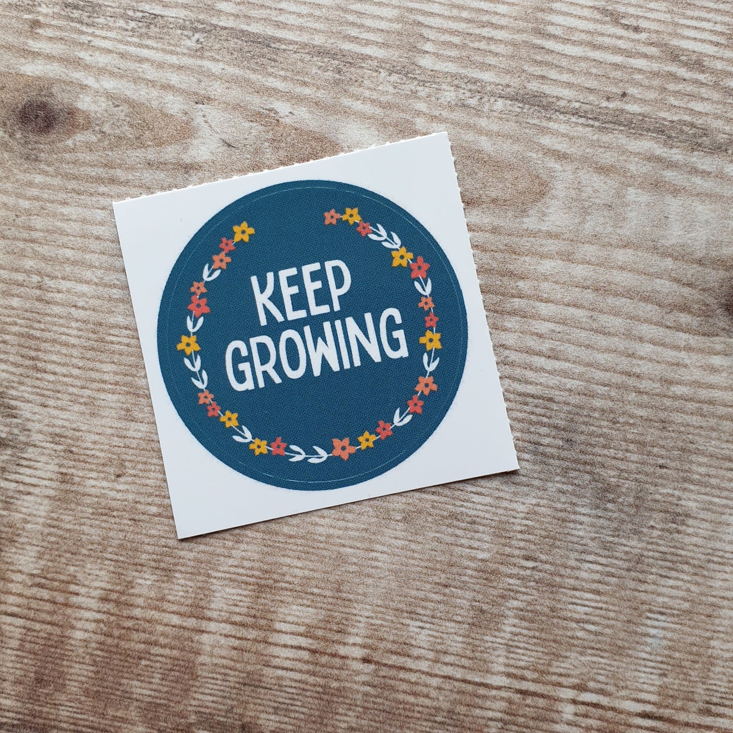 Keep Growing Floral Wreath 38mm Vinyl Sticker
