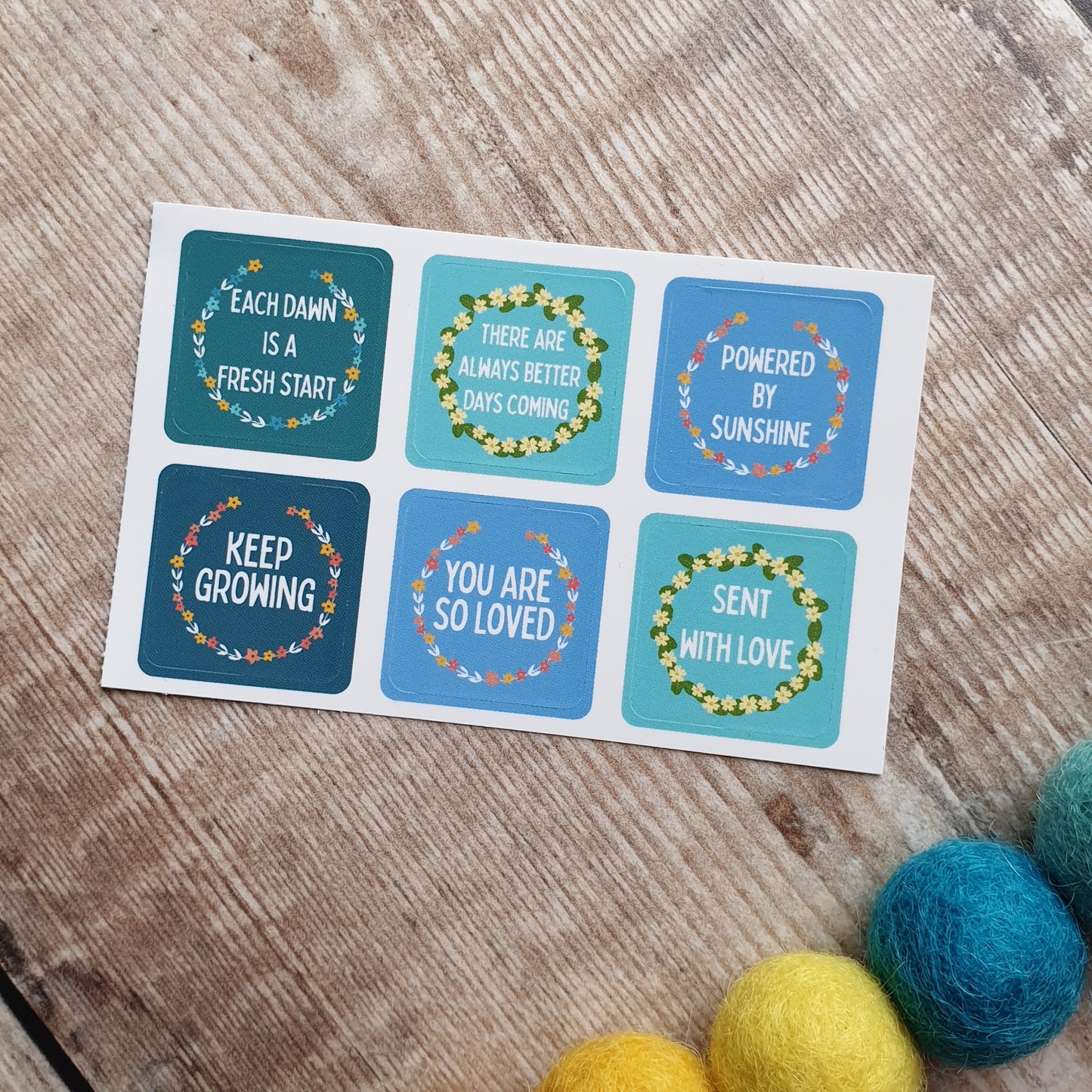 Floral Positive Reminders Envelope Stickers - Set of 6