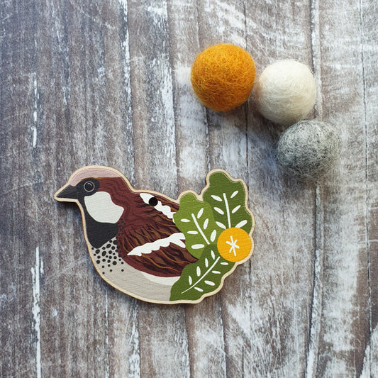 Sparrow Wooden Charm