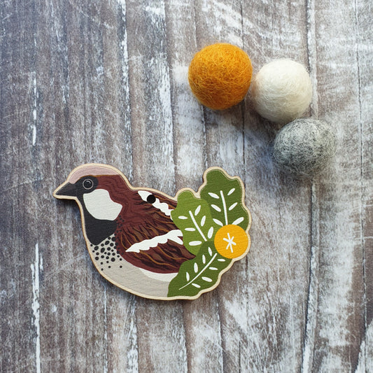 Sparrow Wooden Charm