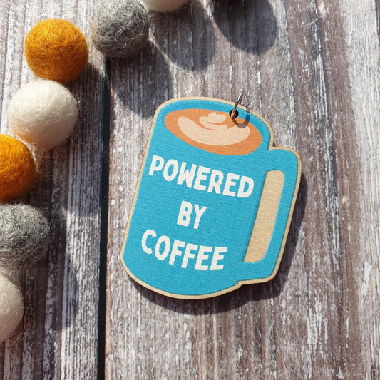 Powered by Coffee Wooden Charm