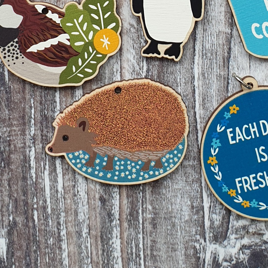 Hedgehog Wooden Charm