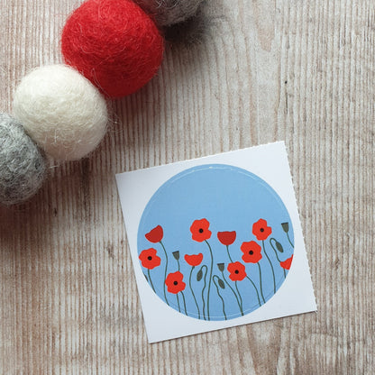 Poppies 38mm Vinyl Sticker