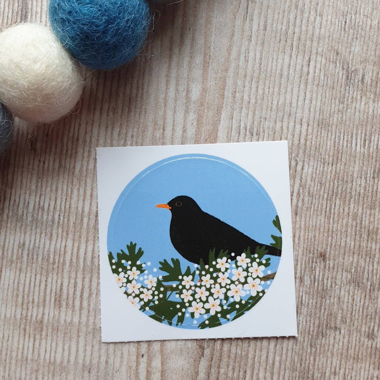 Blackbird and Blossom 38mm Vinyl Sticker