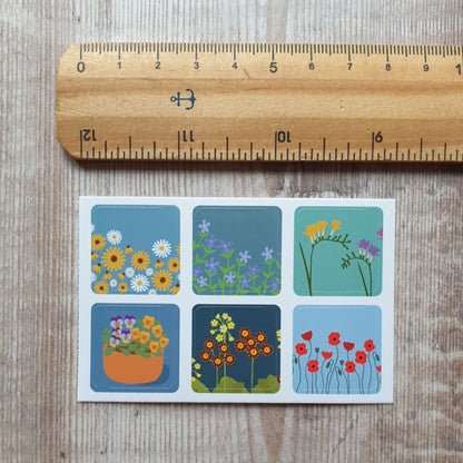 Spring and Summer Flowers Envelope Stickers - Set of 6