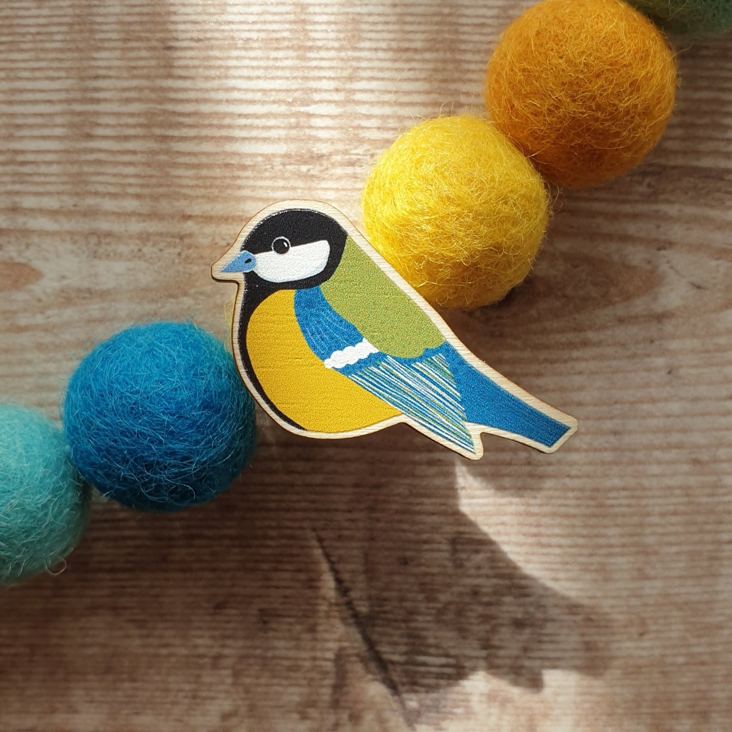 Great Tit Wooden Pin Brooch