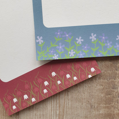 Periwinkle and Snakeshead Fritillary Gift Notes - Set of 4