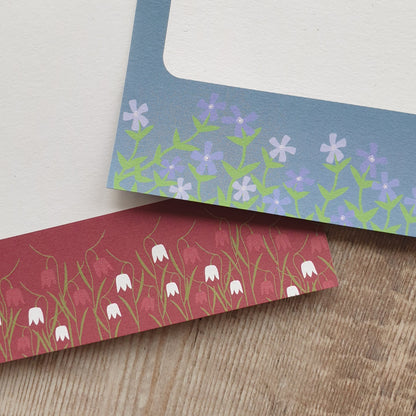 Periwinkle and Snakeshead Fritillary Gift Notes - Set of 4