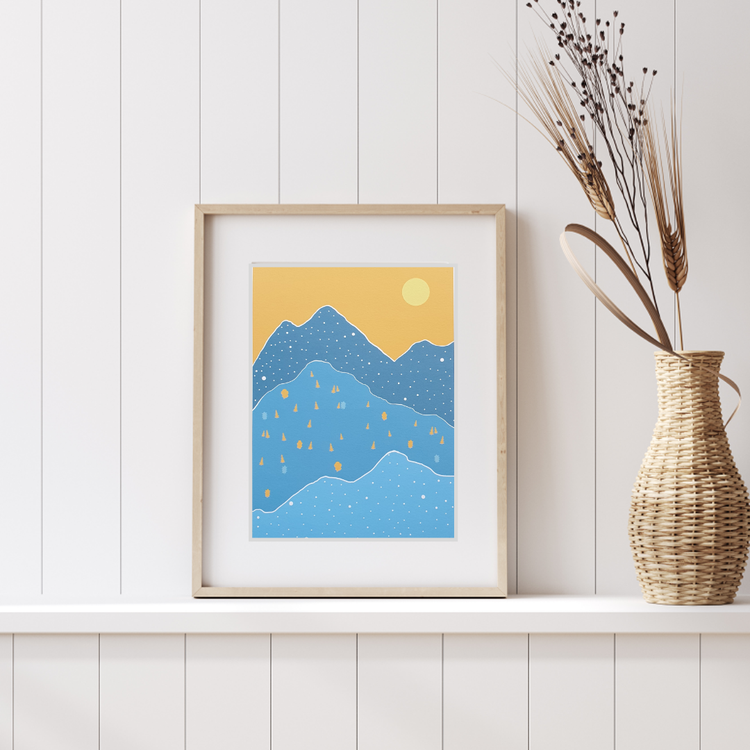 Blue Remembered Hills - Turquoise Art Print