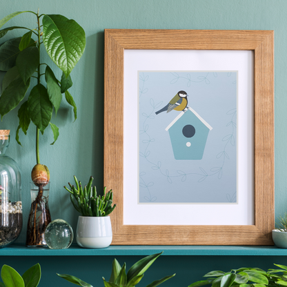 Great Tit and Birdbox Art Print