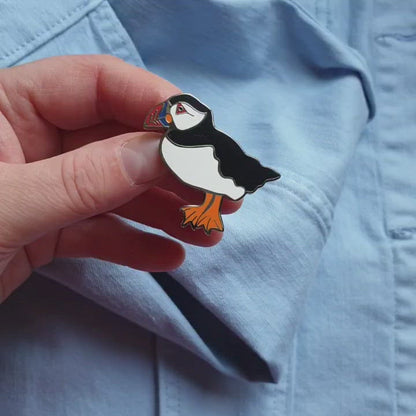 Puffin hard enamel brooch