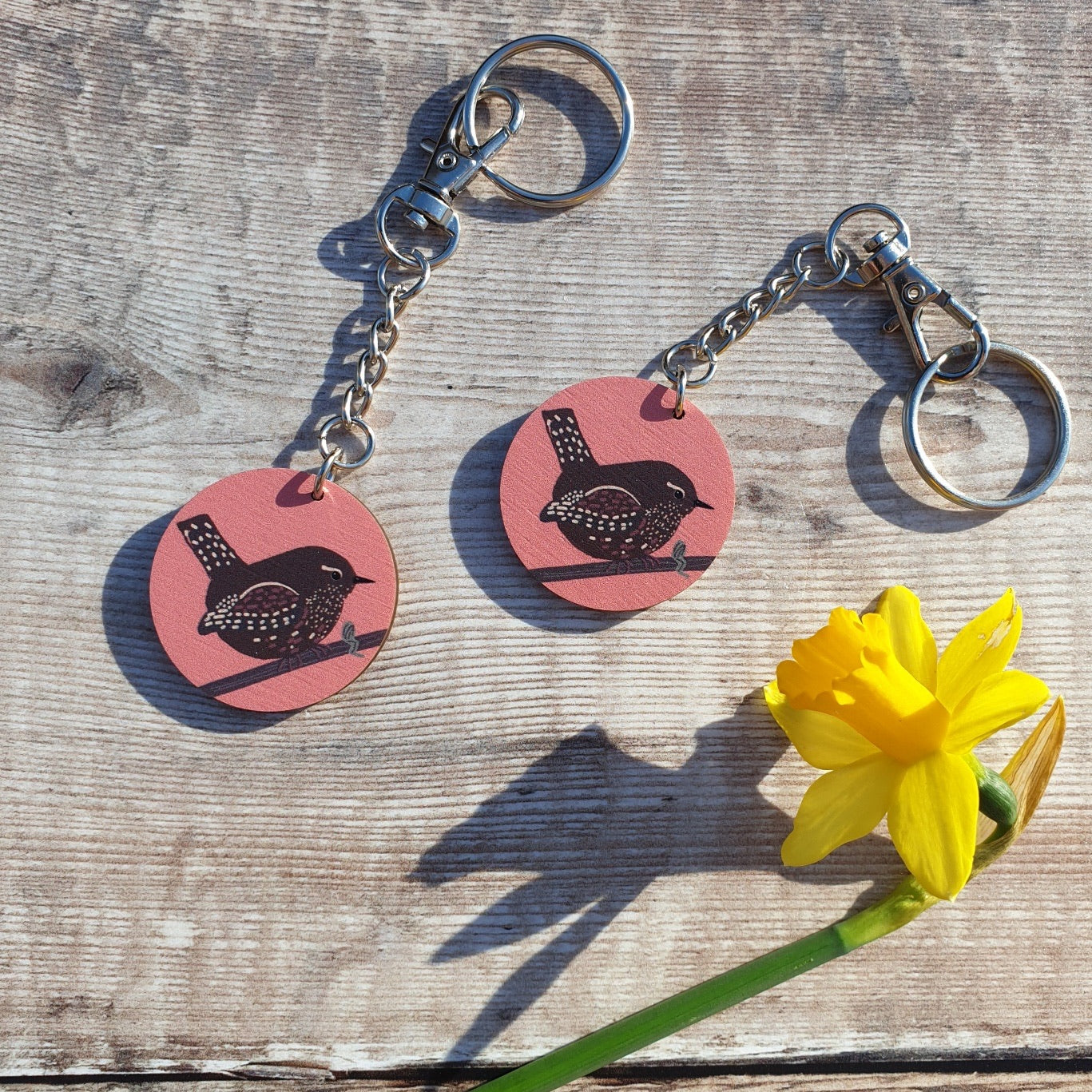 wren keyrings by daffodowndilly
