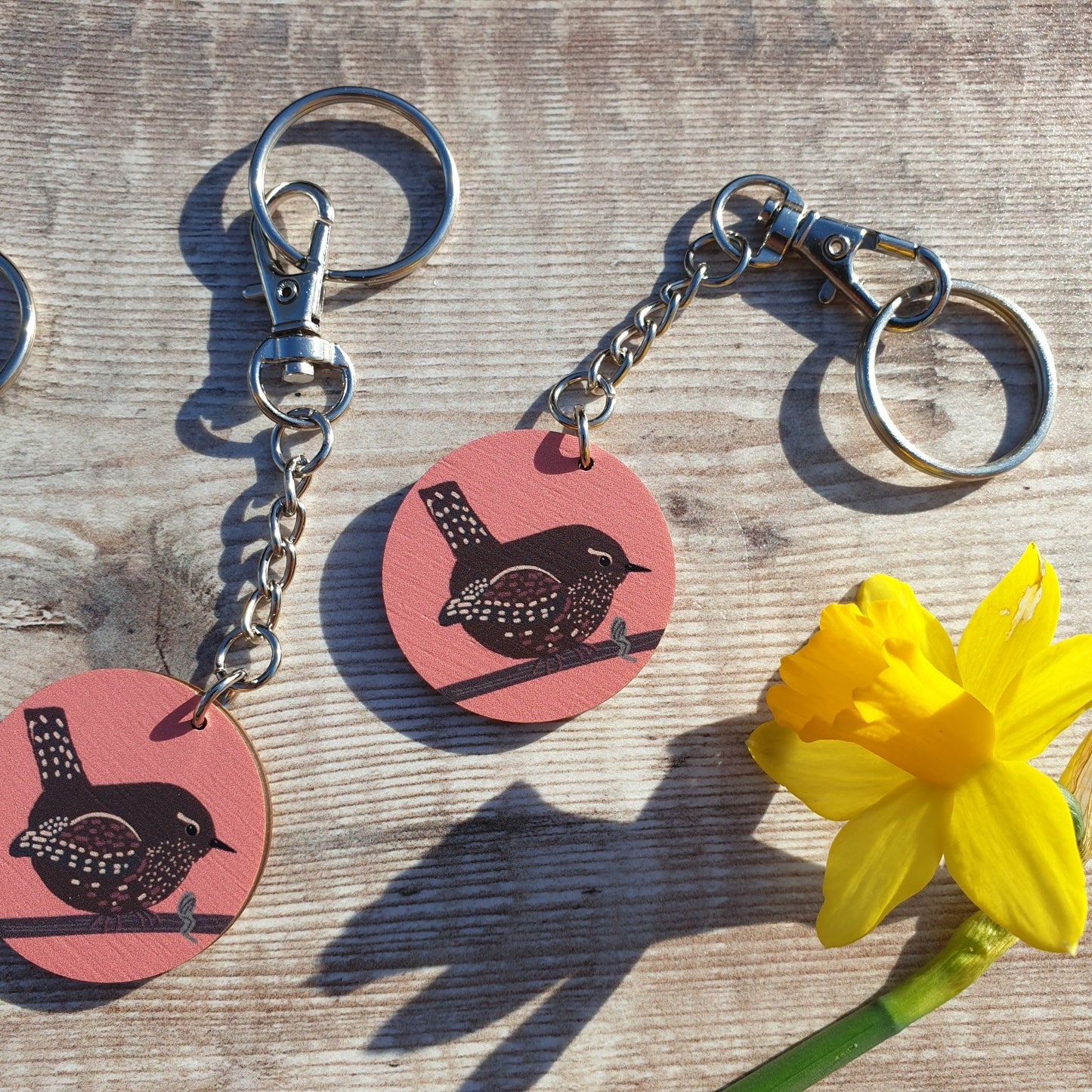 Jenny Wren Wooden Keyring