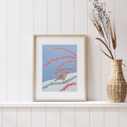 Robin in the Snow Art Print