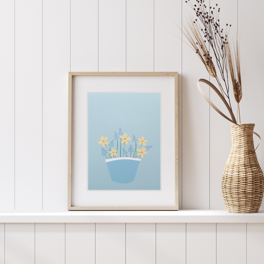 Spring Flower Basket Art Print