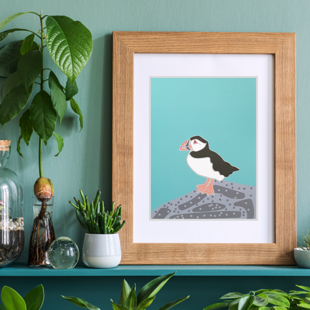 Standing Puffin Art Print